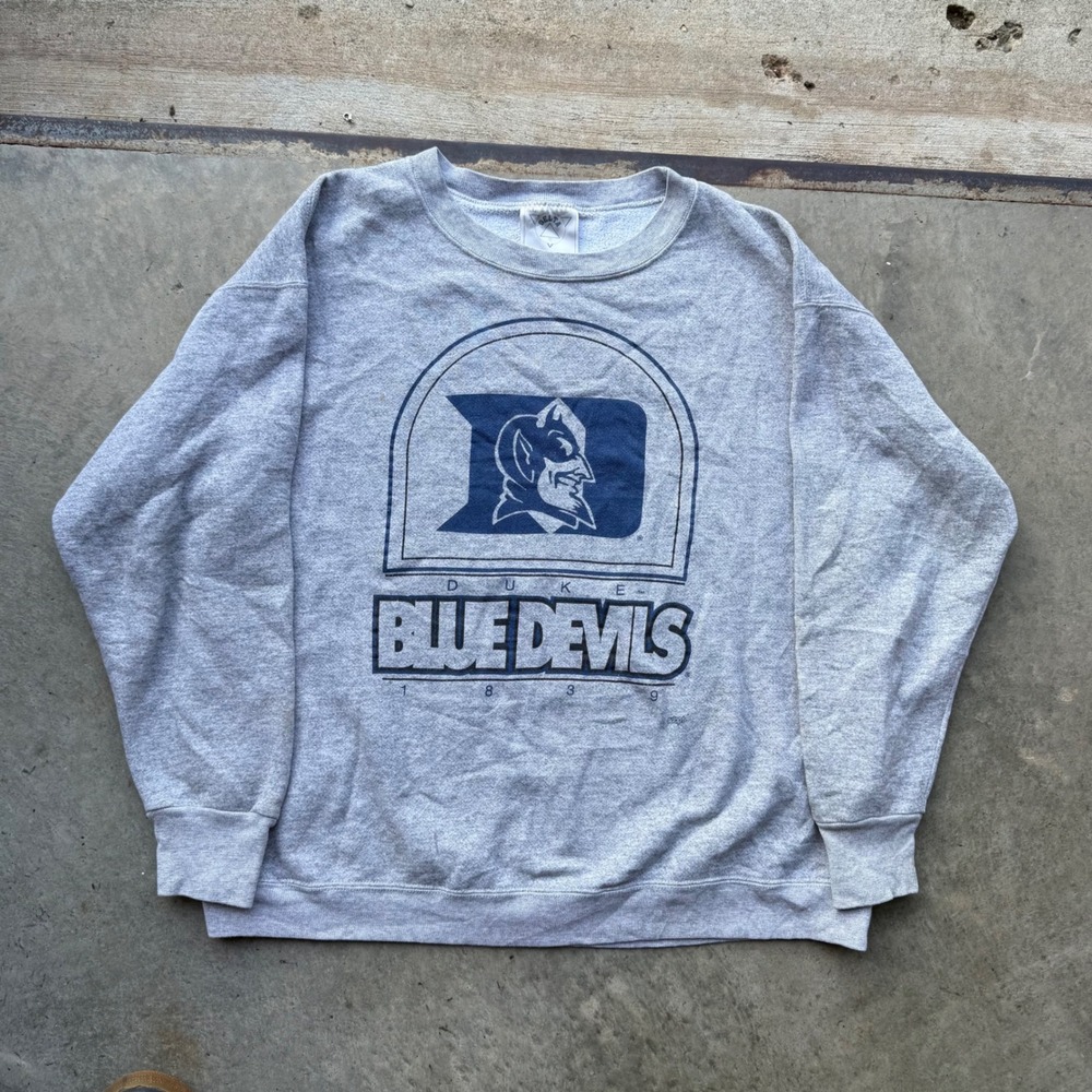 Vintage Duke Blue Devils Sweatshirt XL Delta Heather Gray Made in USA Pullover